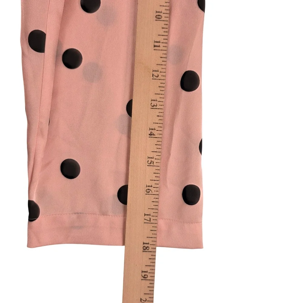 Kate Spade Sleep Shirt Womens Large Pink Polka Dot Satin Button Down Piping 6194